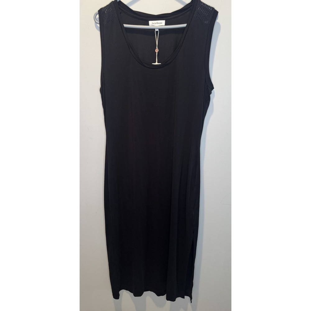 Heartloom Black Textured Detailing Sleeveless Knit Midi Dress L NEW Minimalist